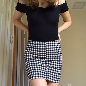 gingham / checkered panel skirt